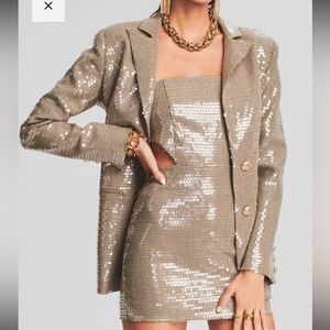 Retrofête HADLEY SEQUIN BLAZER Multi Brown Retrofete Sz L SOLD OUT